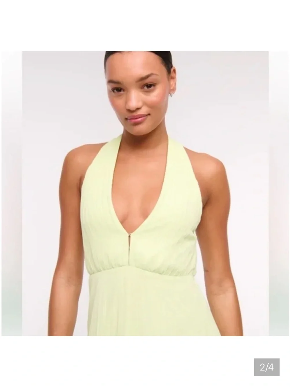 Light Green Halter Pleated Maxi Dress from Abercrombie